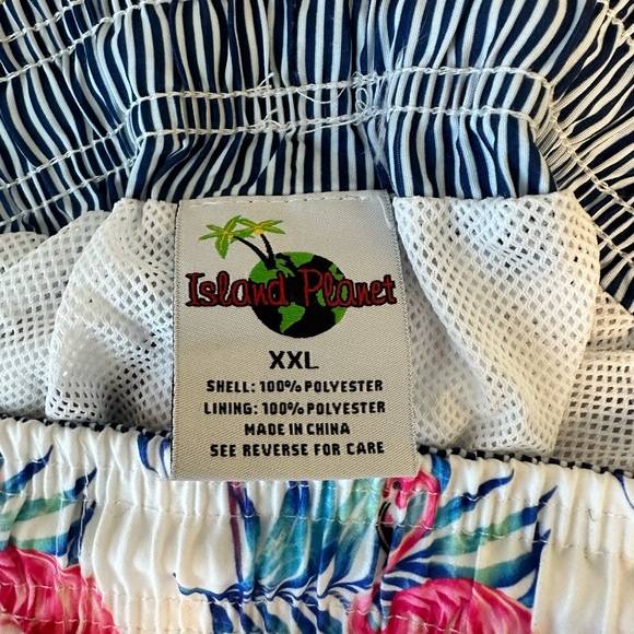 Men’s Board Shorts Flamingo Island Planet Elastic Waistband XXL - Picture 3 of 6